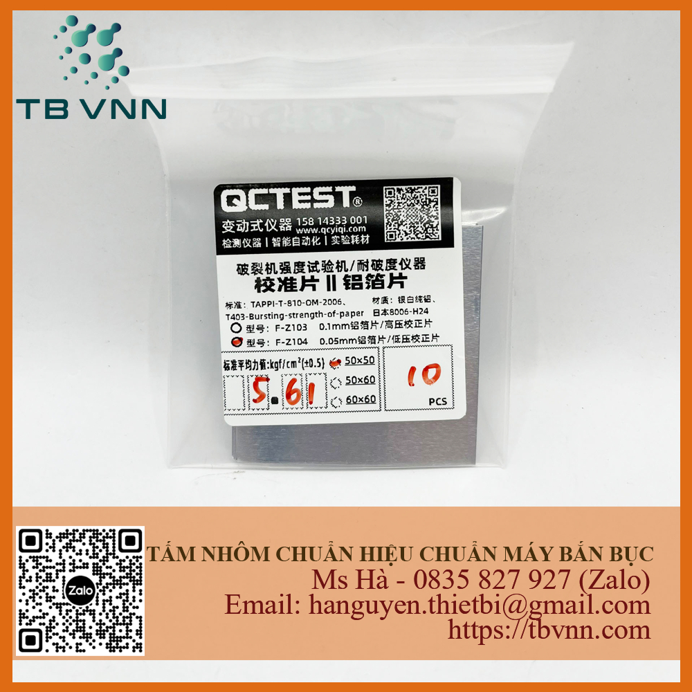 Tấm nhôm hiệu chuẩn máy bắn bục 50x50mm