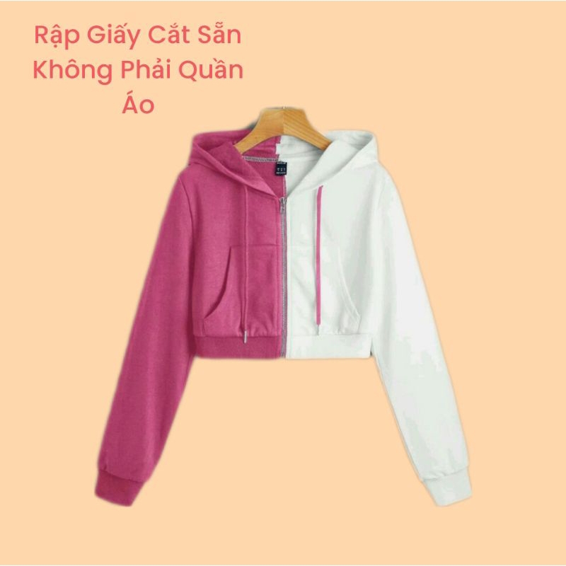 Rập giấy cắt sẵn - Rập giấy may áo hoodie kéo khóa dáng ngắn nữ