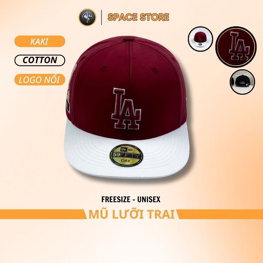 Mũ Snapback MLB mix màu trắng đỏ thêu Logo nổi LA,Nón Snapback LA siêu HOT, Full hộp