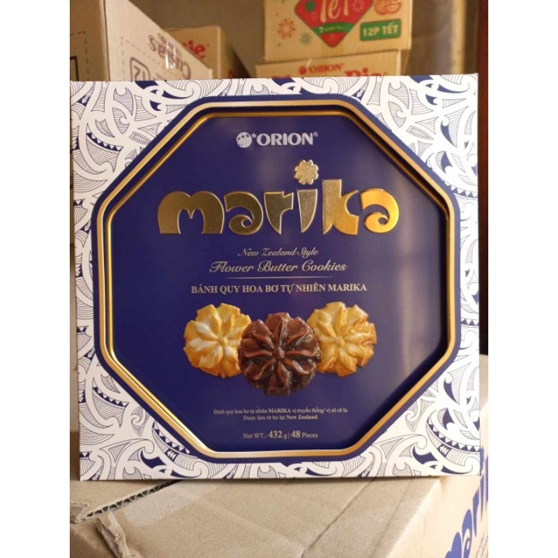 Bánh quy hoa bơ tự nhiên Marika hộp thiếc Orion 432g