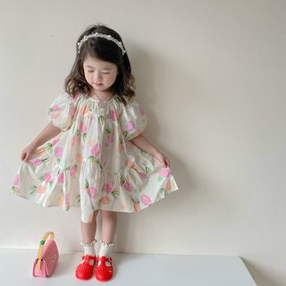 Váy hè dứa hồng tay bồng dễ thương cho bé gái A516 - TOPZKIDS