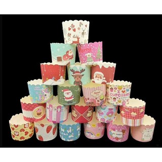50 Ly Cupcake giấy cứng nướng bánh size 7cm (các mẫu giáng sinh)