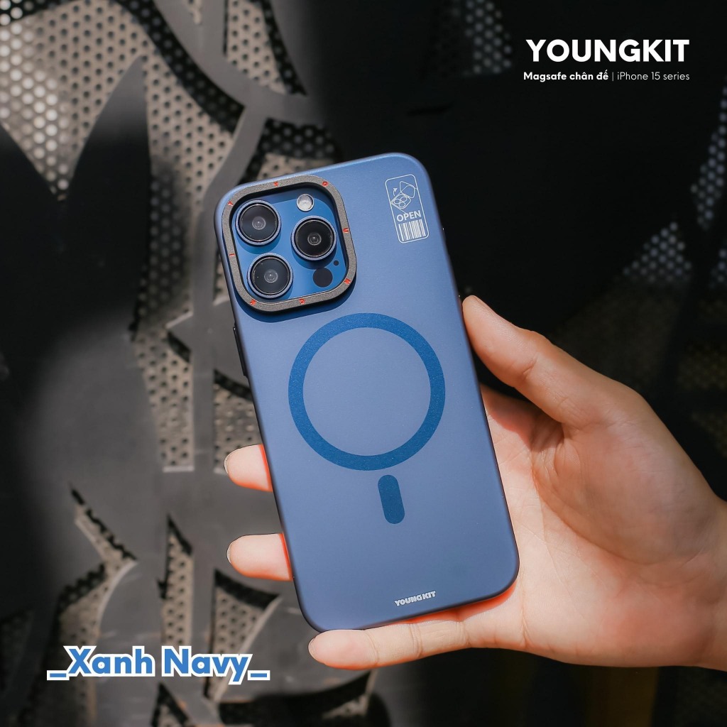 Ốp lưng nhám kèm kệ chống vân tay cho IPhone 15 ProMax / 14 ProMax / 13 ProMax sạc không dây Chính hãng YOUNGKIT