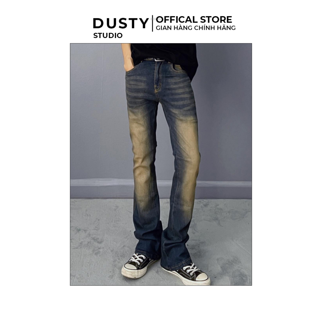 Quần jean loe nam nữ DUSTYSTUDIO màu dirt wash chất liệu jeans cotton cao cấp mềm mại,thông thoáng (Vintage Flare Jeans)