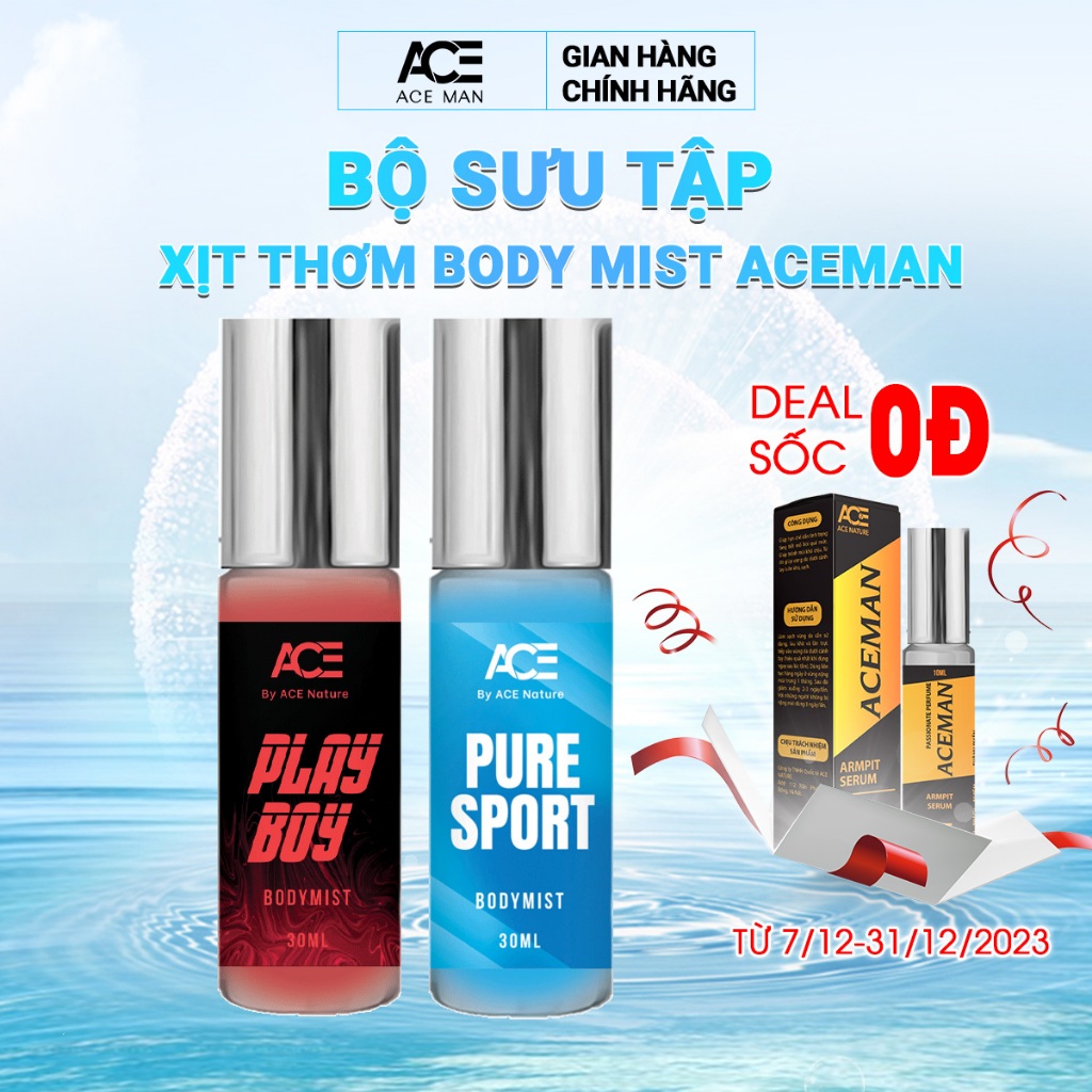 [MUA KÈM TẶNG QUÀ 0Đ] Xịt thơm Body Mist ACEMAN 30ml xịt thơm toàn thân nam hương nước hoa nam tính mạnh mẽ