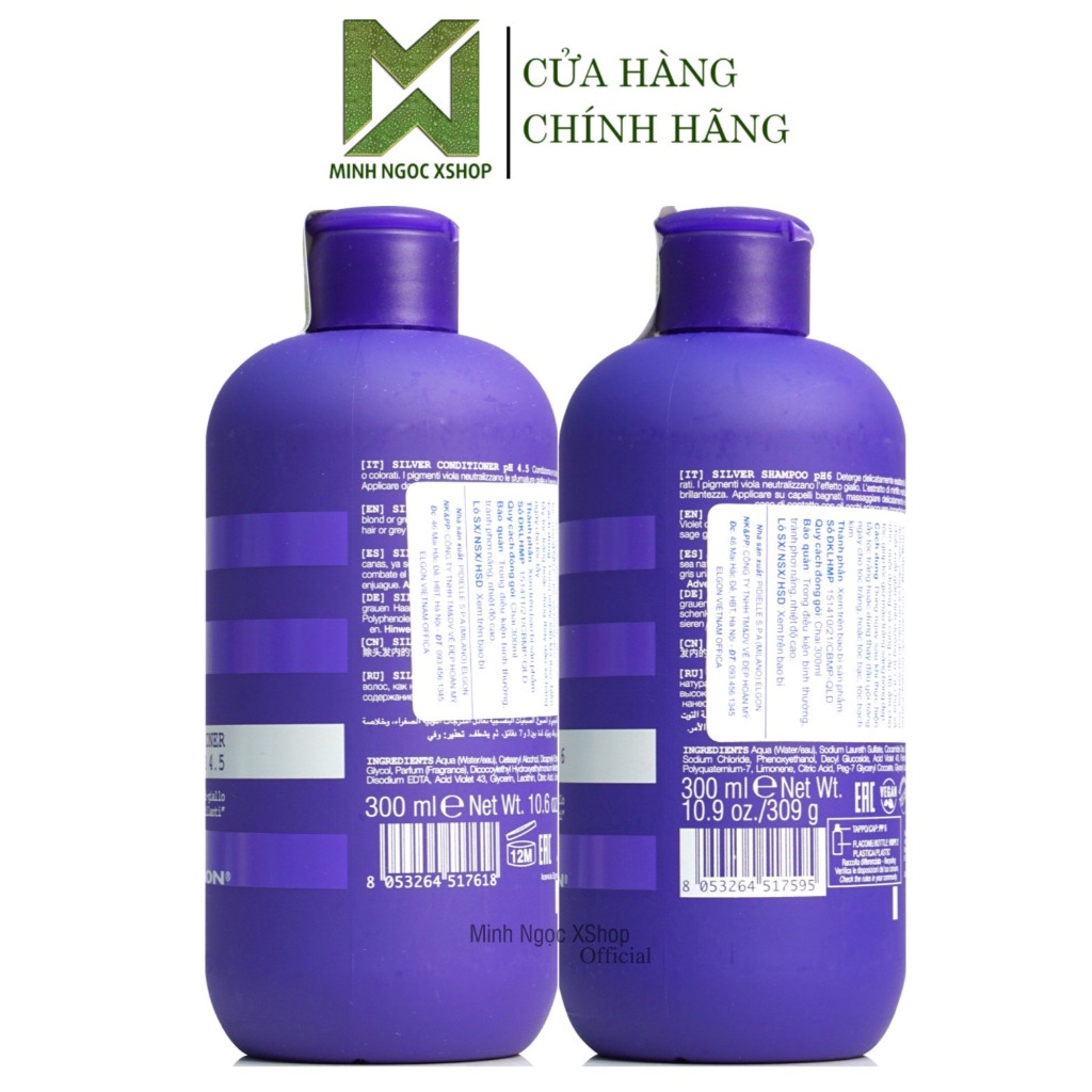 Dầu gội xả tím khử vàng Elgon Colorcare Silver 300ML, dành cho tóc tẩy