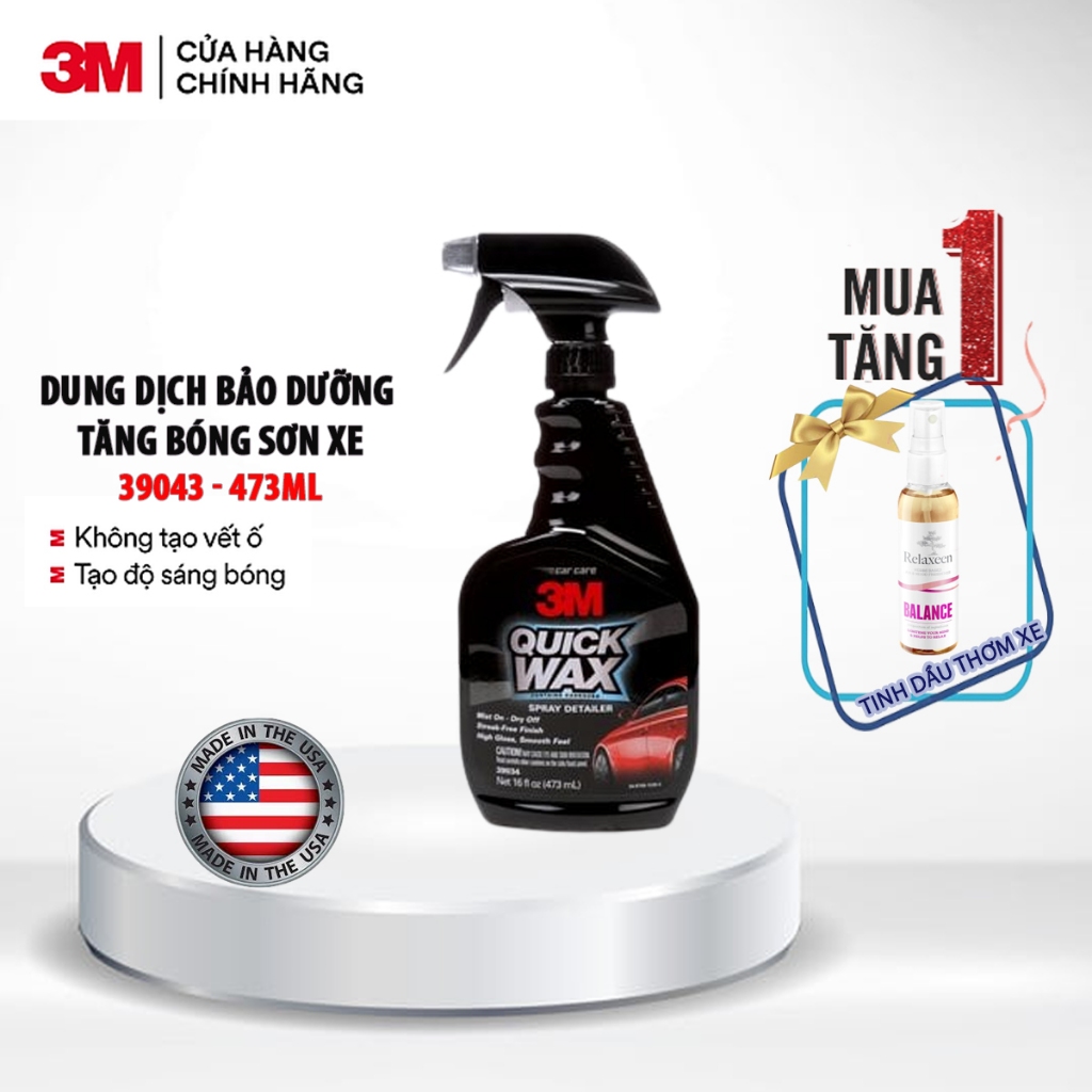 Chai xịt  bảo dưỡng, tăng độ bóng sơn nhanh 3M 39034 473ml - NK Mỹ - Tặng tinh dầu thơm xe