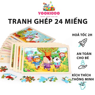 Tranh Ghép Hình 24 Mảnh Bằng Gỗ Cho Bé Đủ Mẫu Hoạt Hình YOOKIDDO - Đồ Chơi Xếp Hình Puzzle Giúp Bé Phát Triển Thông Minh