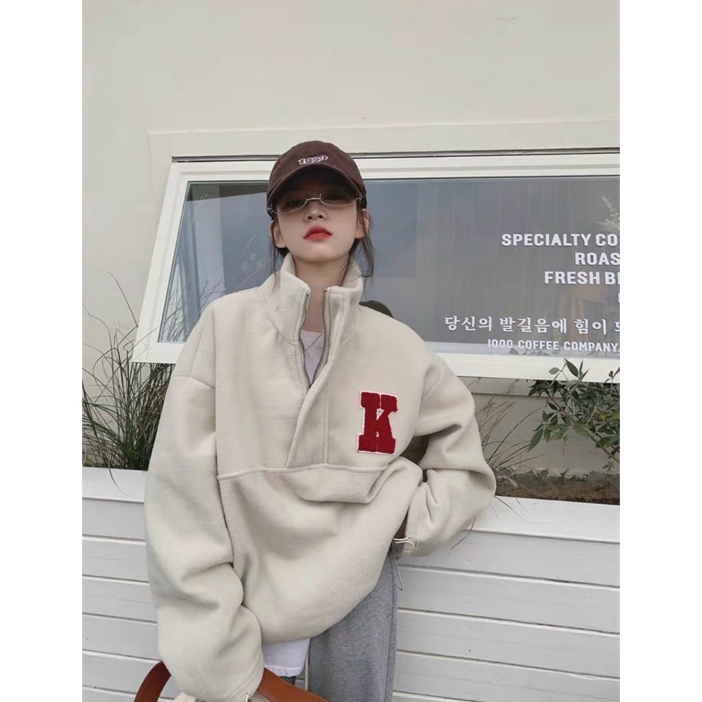 Áo SweaterShirt Dày Thêu Cổ Điển Phiên Bản Hàn Quốc MS19