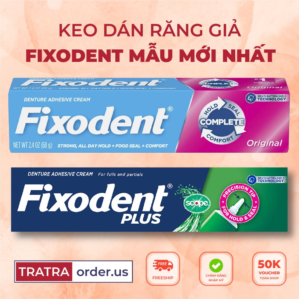Keo Dán Hàm Răng Giả Fixodent 68g (1 tuýp) Hàng Chính Hãng P&G nhập Mỹ