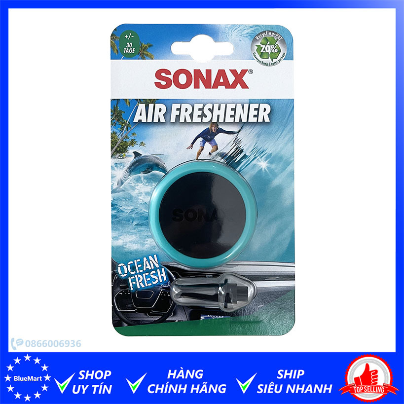 Nước hoa ô tô Sonax kẹp khe cửa gió điều hòa xe, mùi hương thơm đại dương. Sonax Air Freshener Ocean-fresh