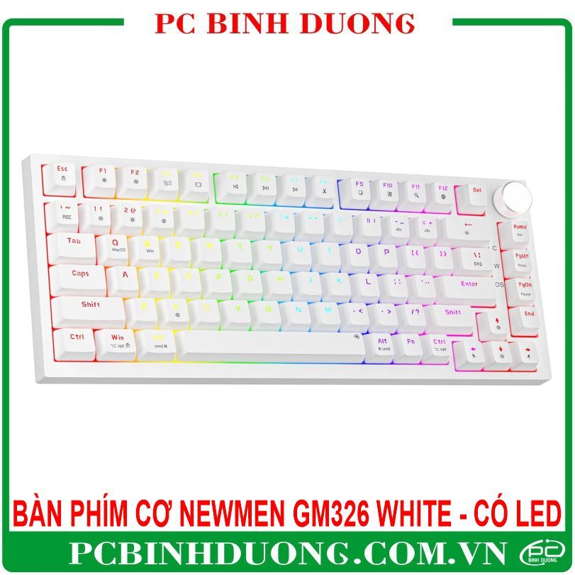 Bàn Phím Cơ Có Dây NEWMEN GM326 Blue/Brown Switch Màu Trắng/Xanh Có Led Rainbow