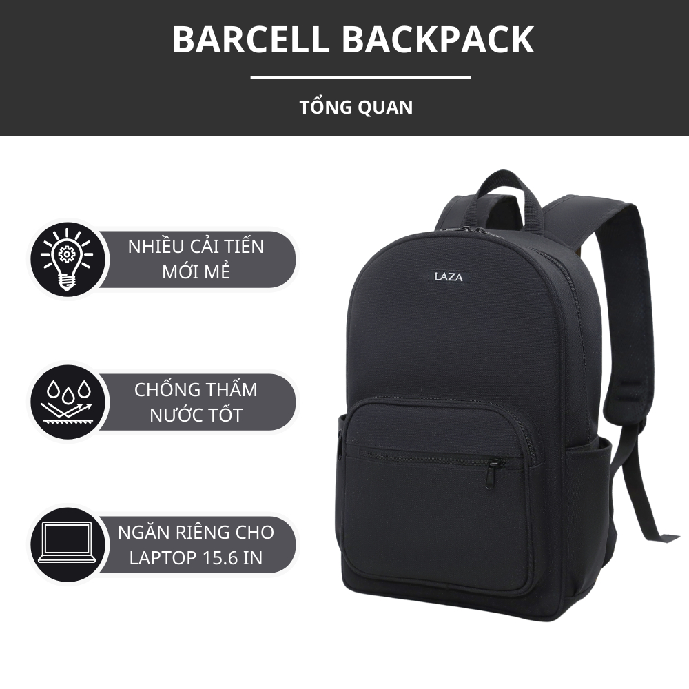 Balo laptop Barcell Backpack 626 - Vải canvas trượt nước - Thương hiệu LAZA