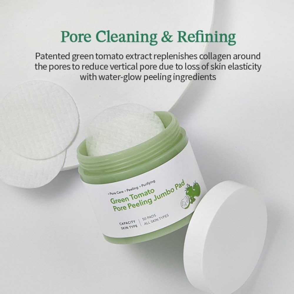 Toner Pad Tẩy Da Chết Cà Chua Xanh SUNGBOON Green Tomato Pore Peeling Jumbo Pad 180ml 60 Miếng