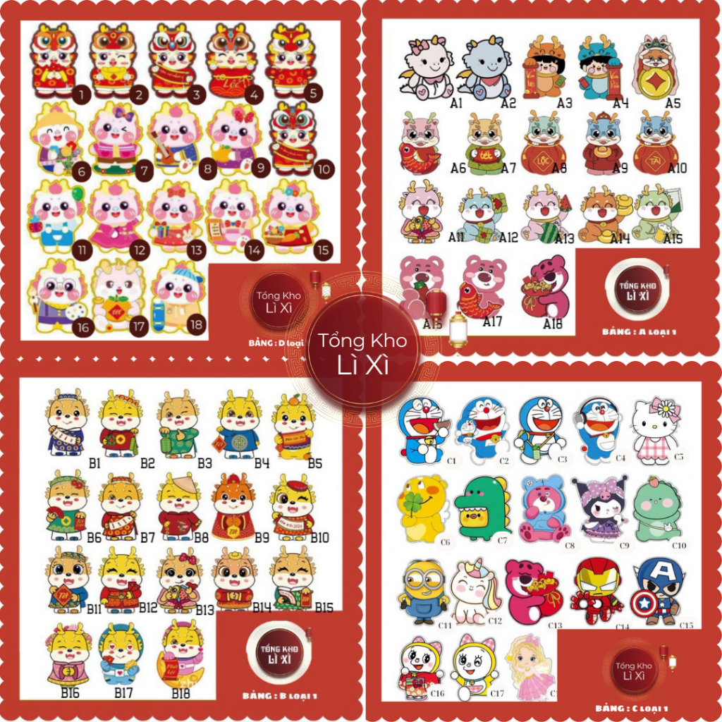 10 bao lì xì chibi tết 2024 lì xì hottrend lì xì hoạt hình may mắn lì xì tết 2024