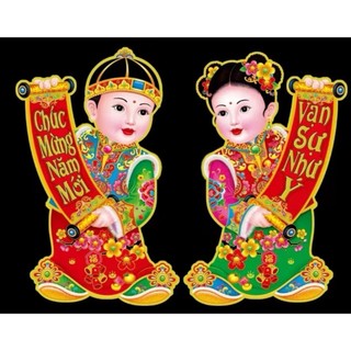 1 đôi decal dán cửa rồng trang trí tết 2024