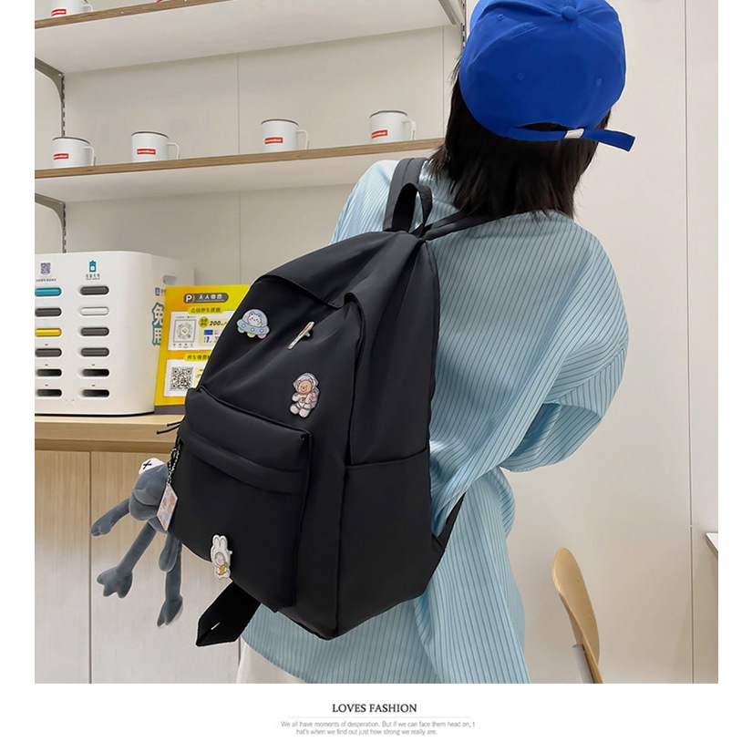 Balo trơn nam nữ phong cách Hàn Quốc cá tính năng động bestseller tặng kèm móc khóa và stiker cài