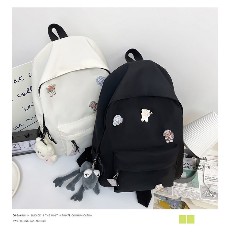 Balo trơn nam nữ phong cách Hàn Quốc cá tính năng động bestseller tặng kèm móc khóa và stiker cài