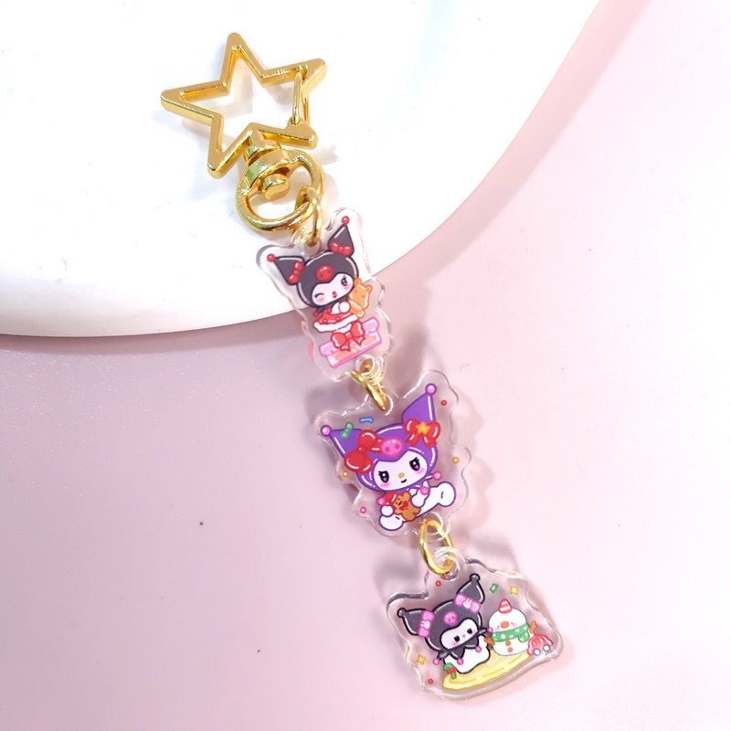 Móc khoá Acrylic hoạt hình Giáng sinh Xmas Sanrio Kuromi Melody Cinnamoroll Kitty Pompurin Pochacco dễ thương