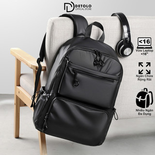 Balo Classic Đen thời trang DETOLO có ngăn Laptop 15.6in 16in