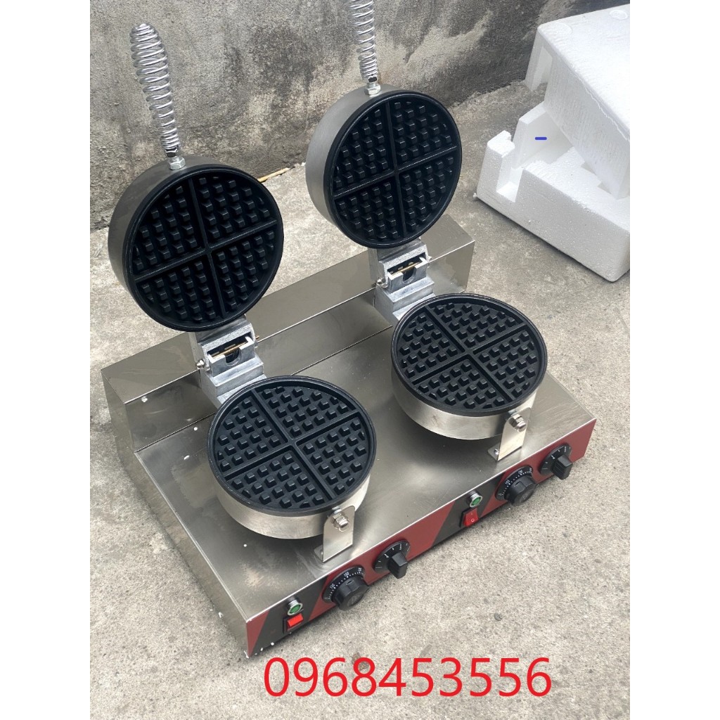 Máy làm bánh waffle loại công nghiệp đôi  bảo hành 12 tháng.