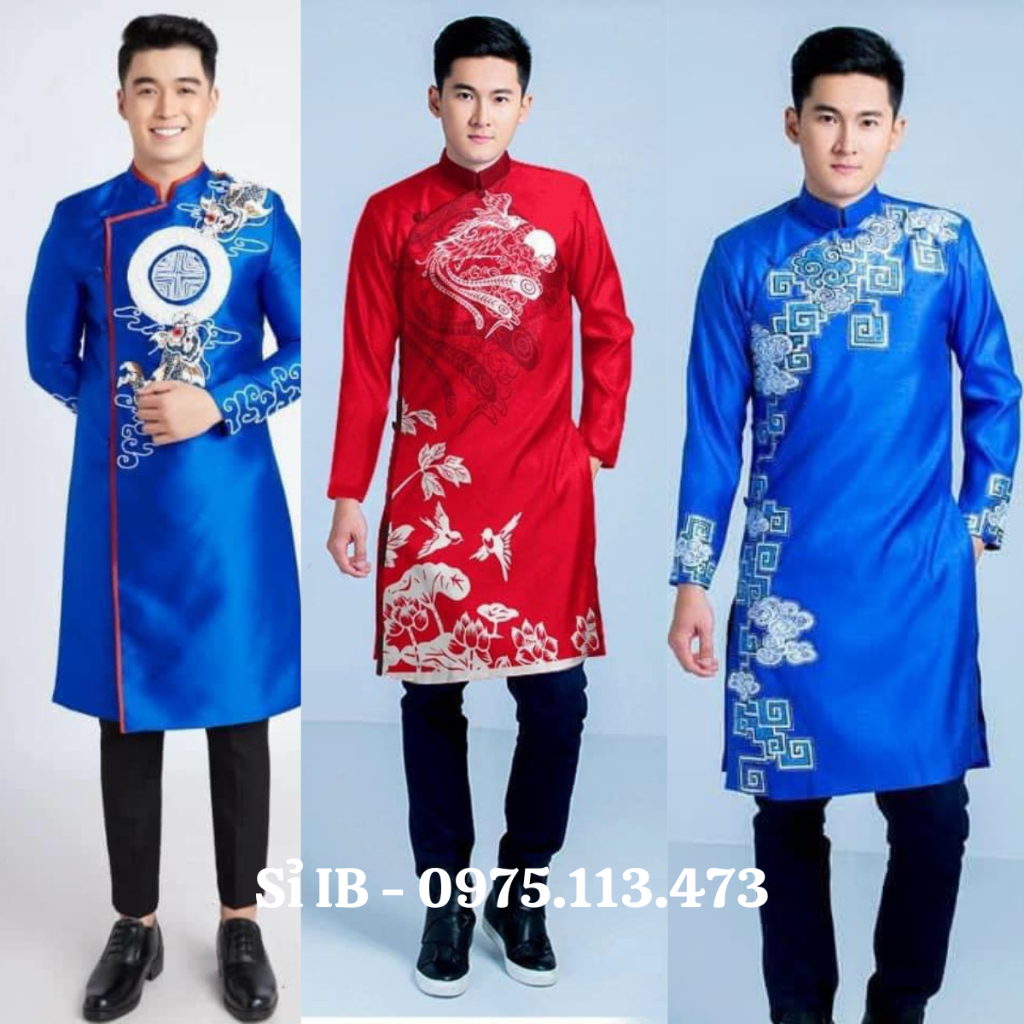 Áo dài cách tân nam đẹp cao cấp thiết kế chất vải lụa bao from dáng ,chất vải mặc không nhăn - sỉ ib