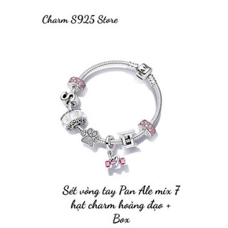 Combo bộ vòng tay pan ale mix 7 hạt charm bạc s925 thuần khiết hàng cao cấp