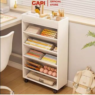 Kệ sách gỗ 5 tầng thông minh có bánh xe tiện lợi - GP189