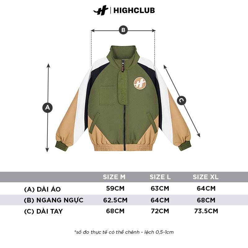 Áo khoác WINDBREAKER VINTAGE KAKI phối màu thêu logo High Club