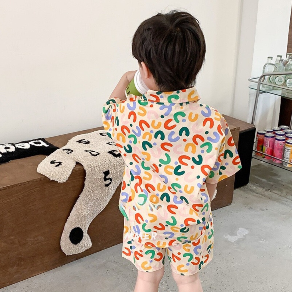 Đồ Kiểu Hình Hổ Cho Bé 8-25KG 💖FREE SHIP💖 Bộ Thun Thái Cộc Tay Cổ Sơ Mi cho bé trai Mặc Tết