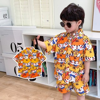 Đồ Kiểu Hình Hổ Cho Bé 8-25KG 💖FREE SHIP💖 Bộ Thun Thái Cộc Tay Cổ Sơ Mi cho bé trai Mặc Tết