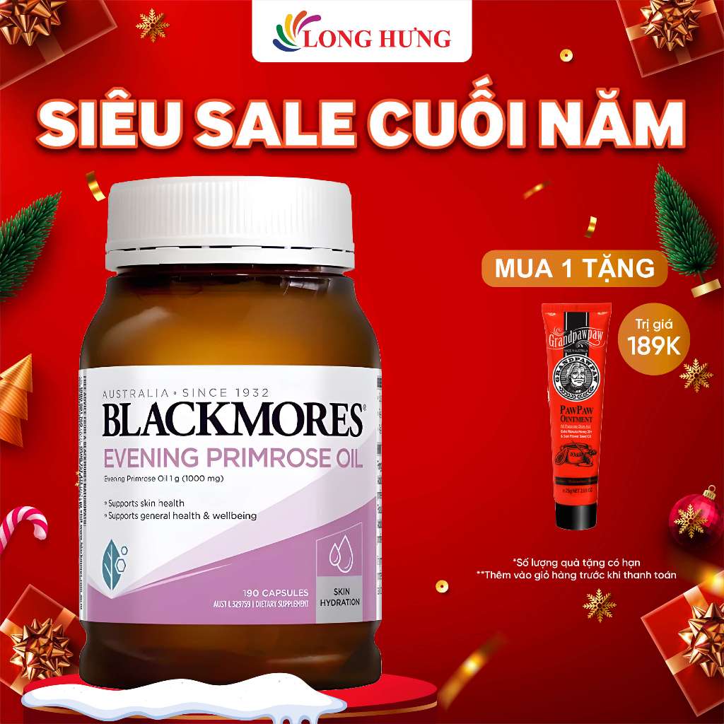 Viên uống Blackmores Evening Primrose Oil hỗ trợ làm đẹp da (190 viên)