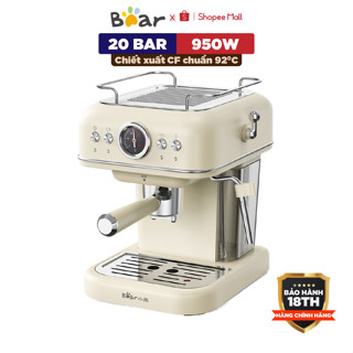 Máy pha cà phê mini espresso tự động Bear KFJ-E12R5 1.2L, áp suất 20 BAR ,950W, thiết kế Retro, tạo bọt sửa, BH 18T