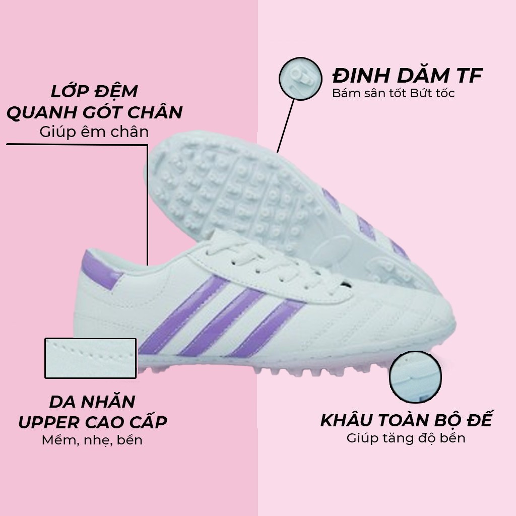 Giày Bóng Đá 3 Sọc Đã KHÂU FULL Toàn Bộ Đế, Giày Đá Banh Sân Cỏ Nhân Tạo Siêu Bền