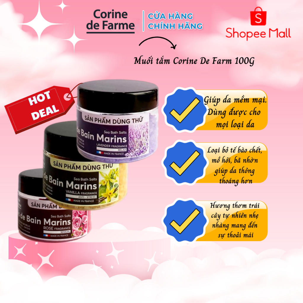 [Mẫu dùng thử ] Muối tắm Corine De Farm 100G