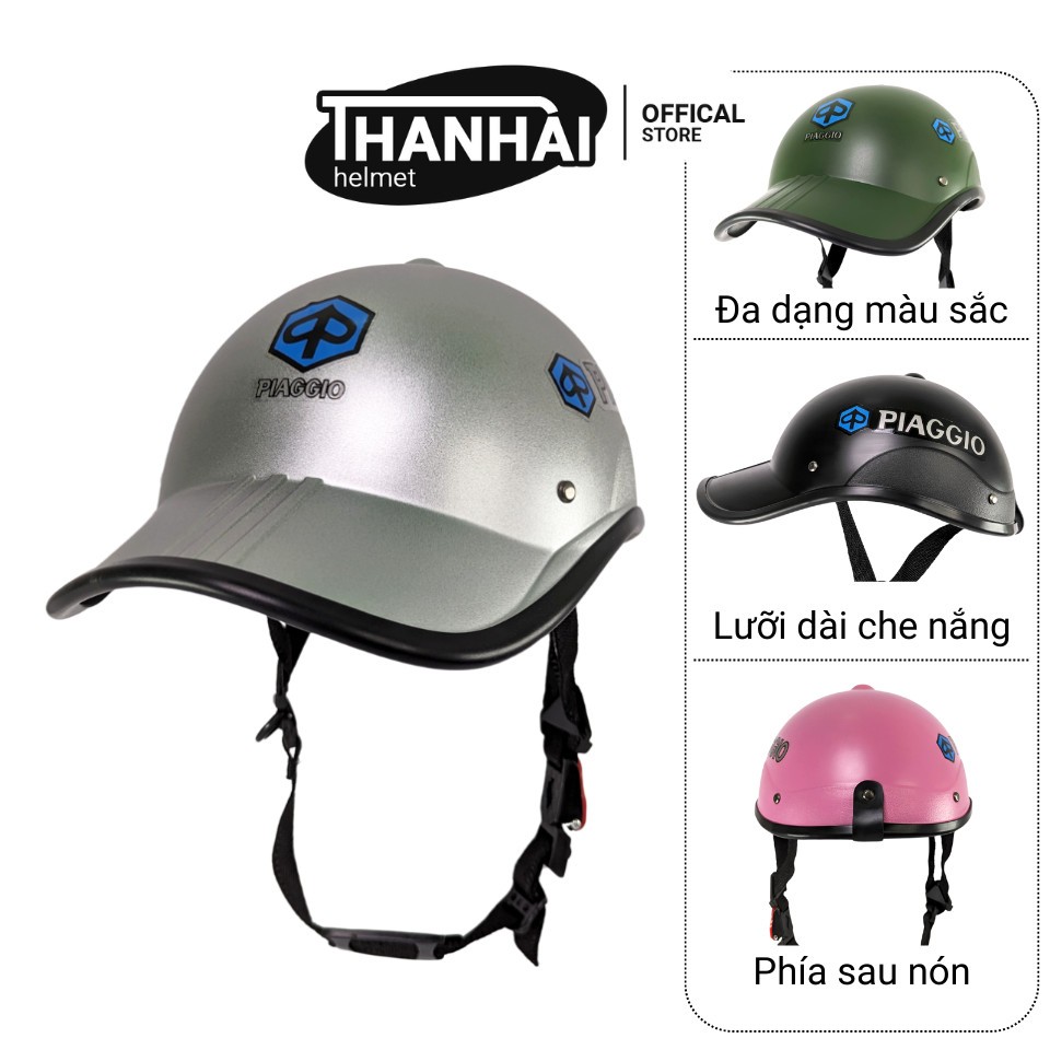 Nón bảo hiểm Lưỡi Trai Kết Viền Piaggio mõ dài kiểu truyền thống che nắng, mưa