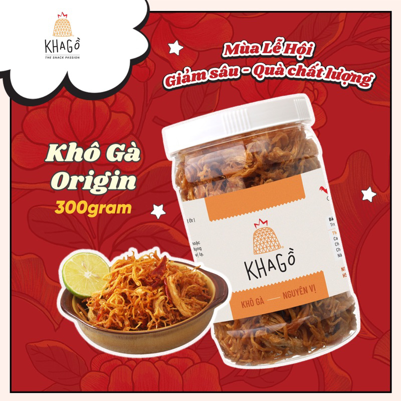 KHÔ GÀ NGUYÊN VỊ 300gr | KHA GỒ | Không lá chanh, không bơ tỏi |  Ăn Vặt Văn Phòng, Du Lịch, Tết, Sài Gòn Ngon