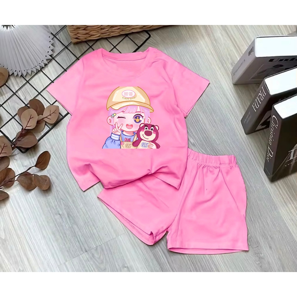 Bộ bé gái cho bé gái gấu dâu siêu xinh cho bé 6-24kg.BGL09.