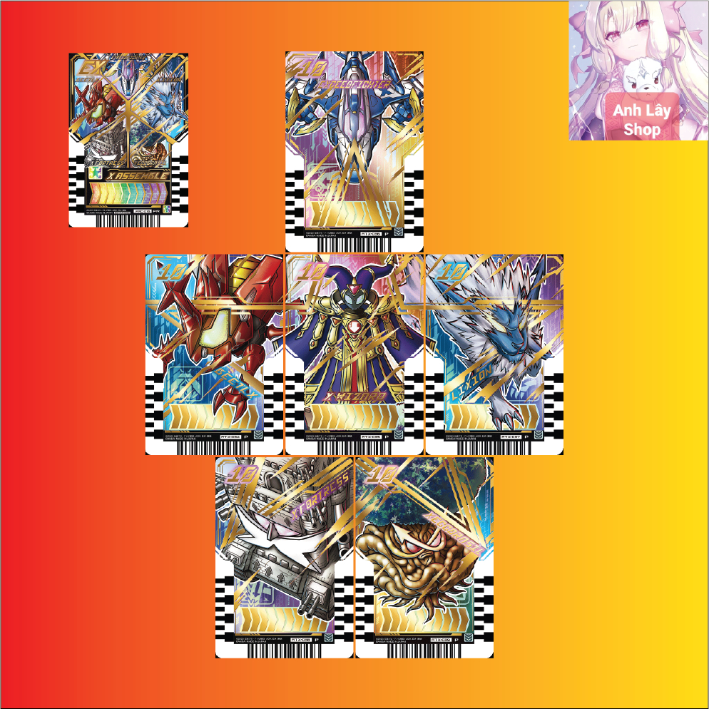THẺ NHỰA IN Ride Chemy Cards đọc được ( Thẻ X và hiếm) của series phim Siêu nhân Kamen rider Gotchard