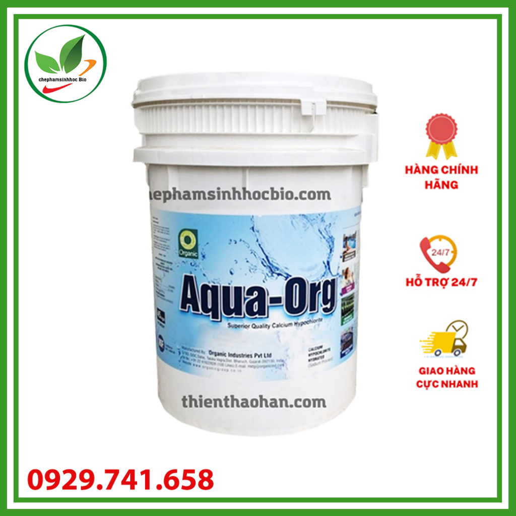 Clorin 70% Aqua ORG - Ấn Độ. Bột hóa chất clorua vôi khử trùng. Thùng 45 kg