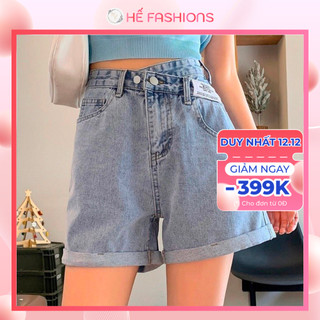  Quần Short Jean Nữ Ống Rộng Lưng Cao Phong Cách Hàn Quốc. Quần Đùi Cạp Cao Cá Tính_Q2