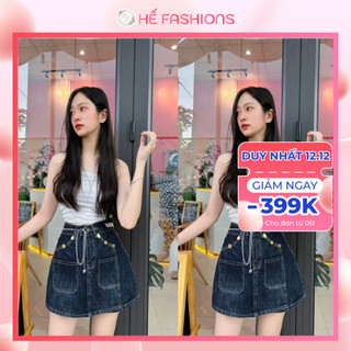 Quần Short Jean Nữ Giả Váy Cao Cấp Lưng Cao Phong Cách Hàn Quốc. Quần Giả Váy Jean Cạp Cao Cá Tính