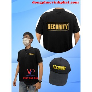 Áo bảo vệ-vệ sĩ,áo thun đen in chữ security-chất vải poly cá sấu chất vải bền đẹp-hình thật