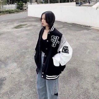 Áo khoác bomber unisex nam nữ form rộng/Áo khoác bóng chày