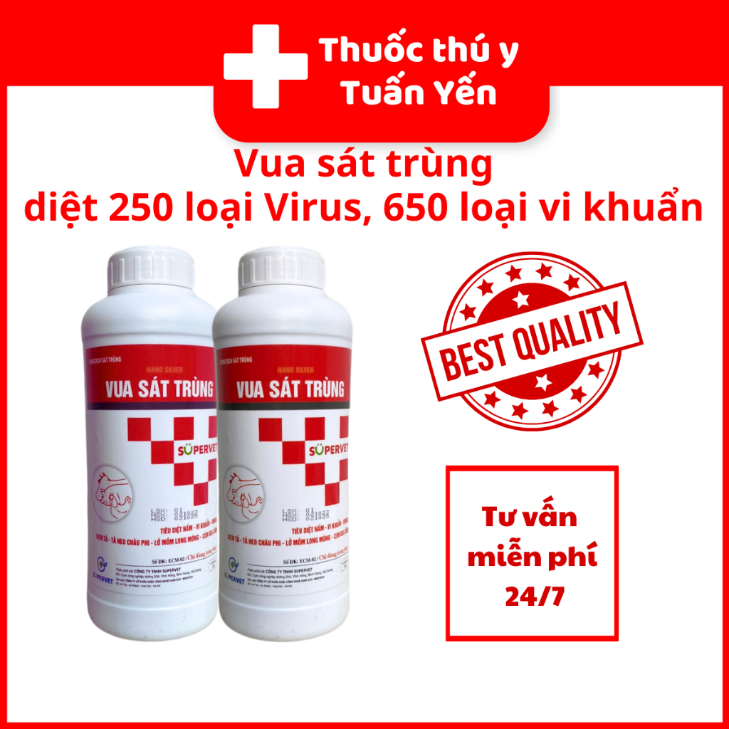 Vua sát trùng nano bạc SUPERVET, diệt 250 loại virus và 650 loại vi khuẩn dùng trong thú y cho gia súc, gia cầm