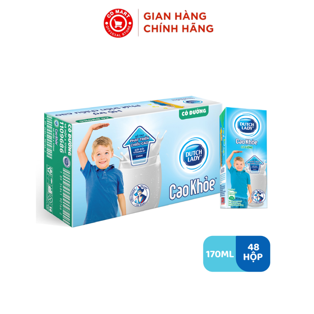 Thùng 48 Hộp Sữa Dutch Lady Cô Gái Hà Lan Cao Khỏe Có Đường 170ml
