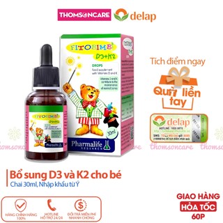 Fitobimbi D3 K2 - Bổ sung D3 cho bé giúp hấp thụ canxi tối đa, dùng cho trẻ từ sơ sinh, nhập khẩu từ Ý