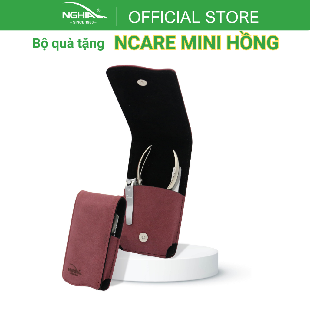 Bộ Quà Tặng 3 Sản Phẩm Thép Không Gỉ Cao Cấp KỀM NGHĨA NCARE Mini Hồng (Có Kềm)