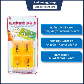 Hộp chia thuoc lớn 4 ngăn tiện lợi, sản xuất tại Việt Nam