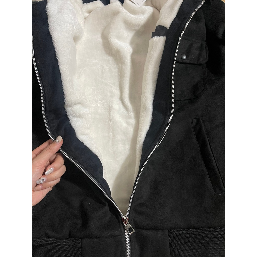 Áo Khoác Nam Da Lộn - Áo Khoác Tay Thêu Chữ